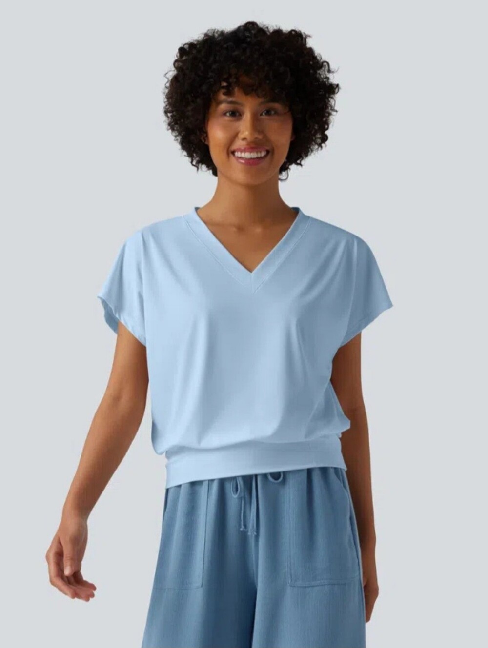 HALARA Oversized V-Neck Yoga Athletic Top